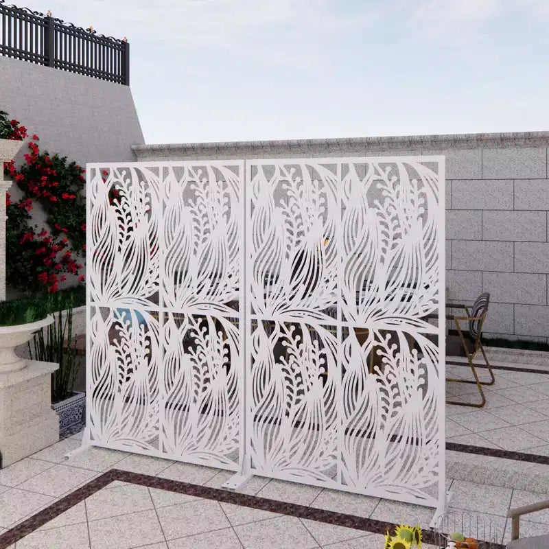 3.86Ft Black Bird Iron Privacy Screen, Freestanding Indoor Outdoor Divider
