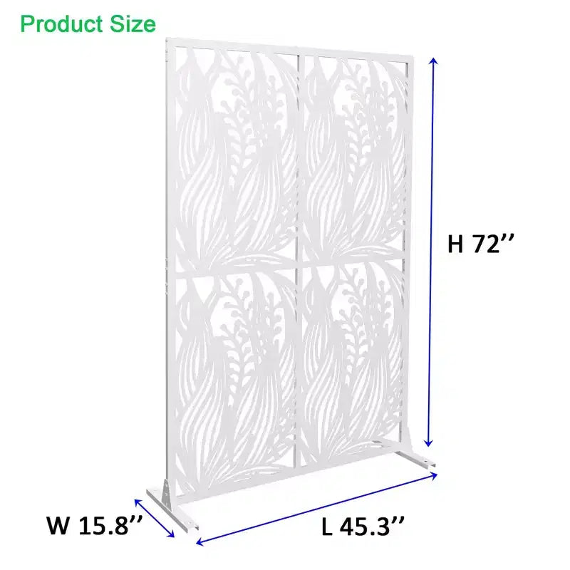 3.86Ft Black Bird Iron Privacy Screen, Freestanding Indoor Outdoor Divider