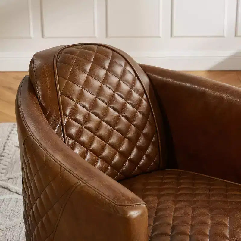 Leather Accent Chair with Quilted Design for Timeless Comfort