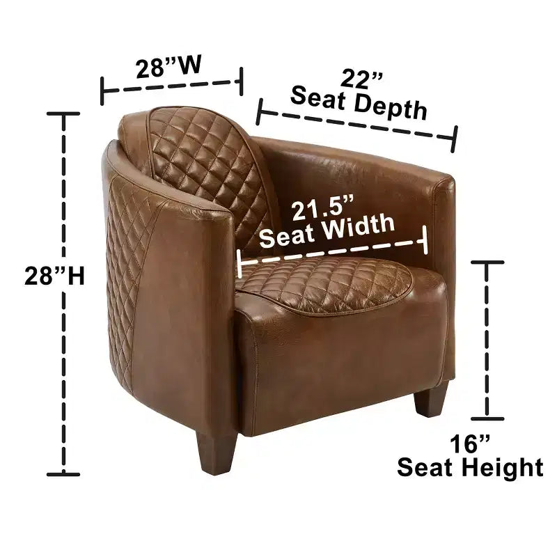 Leather Accent Chair with Quilted Design for Timeless Comfort