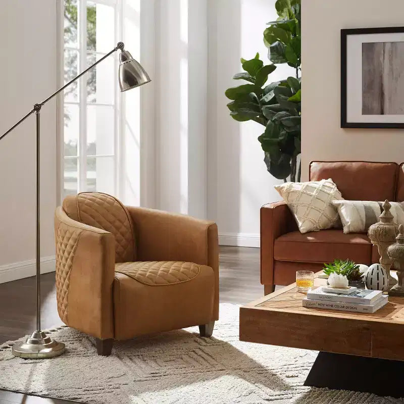 Leather Accent Chair with Quilted Design for Timeless Comfort
