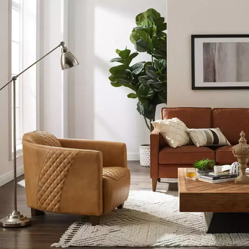 Leather Accent Chair with Quilted Design for Timeless Comfort