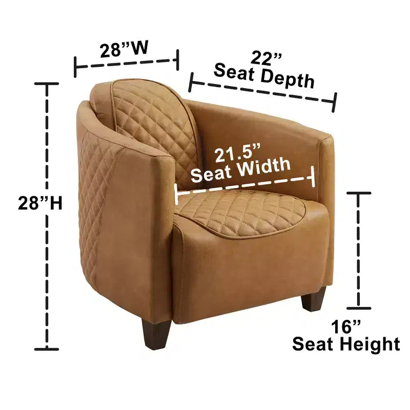 Leather Accent Chair with Quilted Design for Timeless Comfort