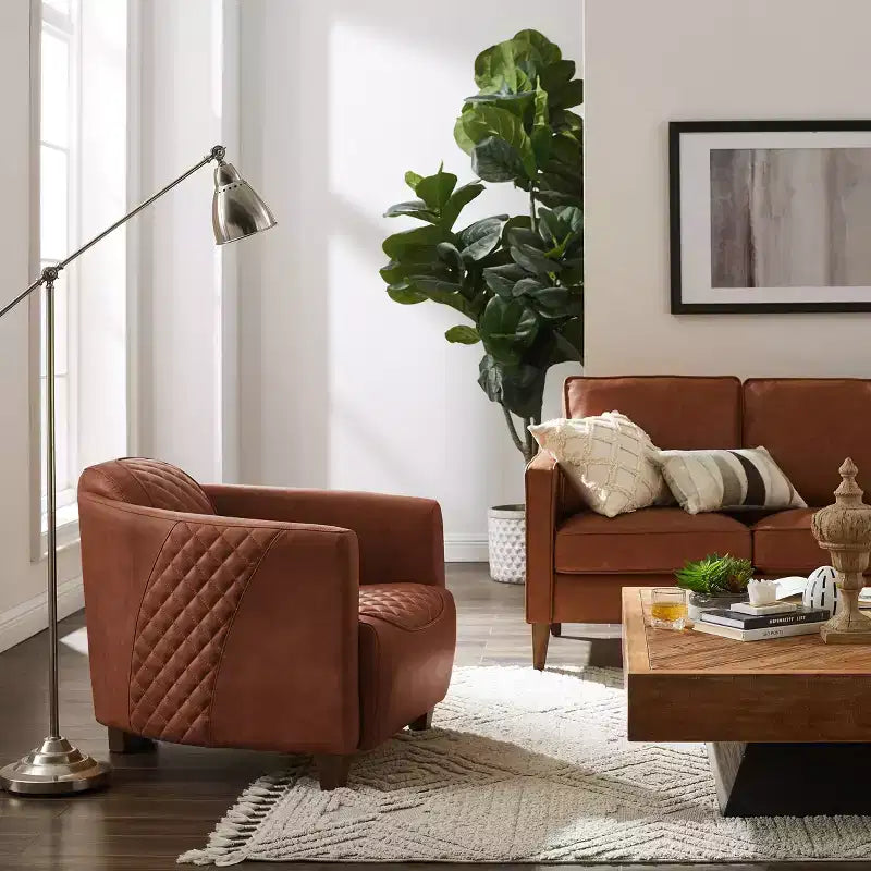Leather Accent Chair with Quilted Design for Timeless Comfort