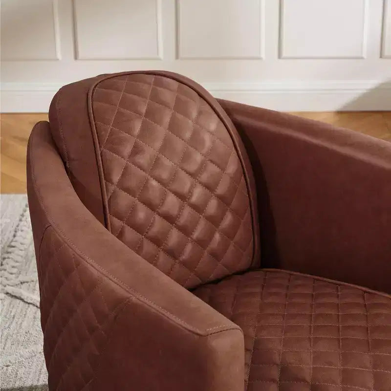 Leather Accent Chair with Quilted Design for Timeless Comfort