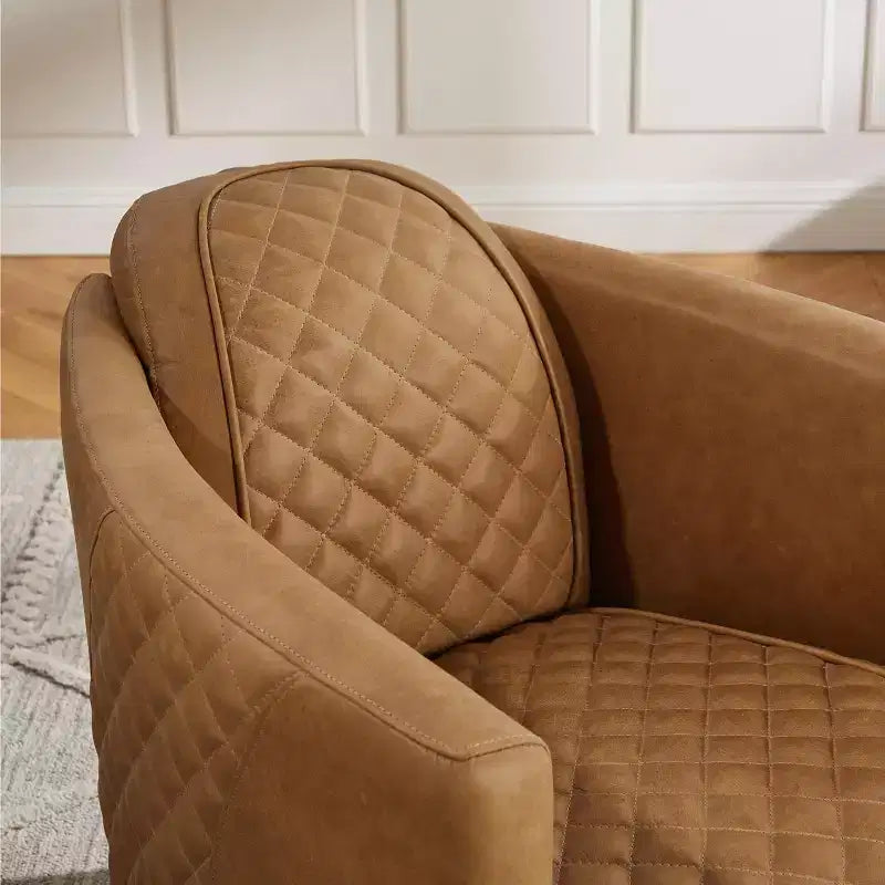 Leather Accent Chair with Quilted Design for Timeless Comfort