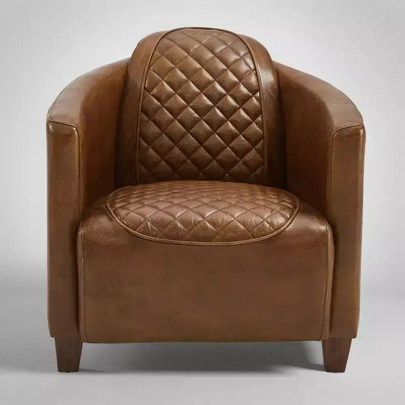 Leather Accent Chair with Quilted Design for Timeless Comfort