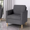 Decor Linen Comfy Round Arms Chair for Living Room, Reading Leisure Chair with High Back for Living Room Bedroom Waiting Room, Grey