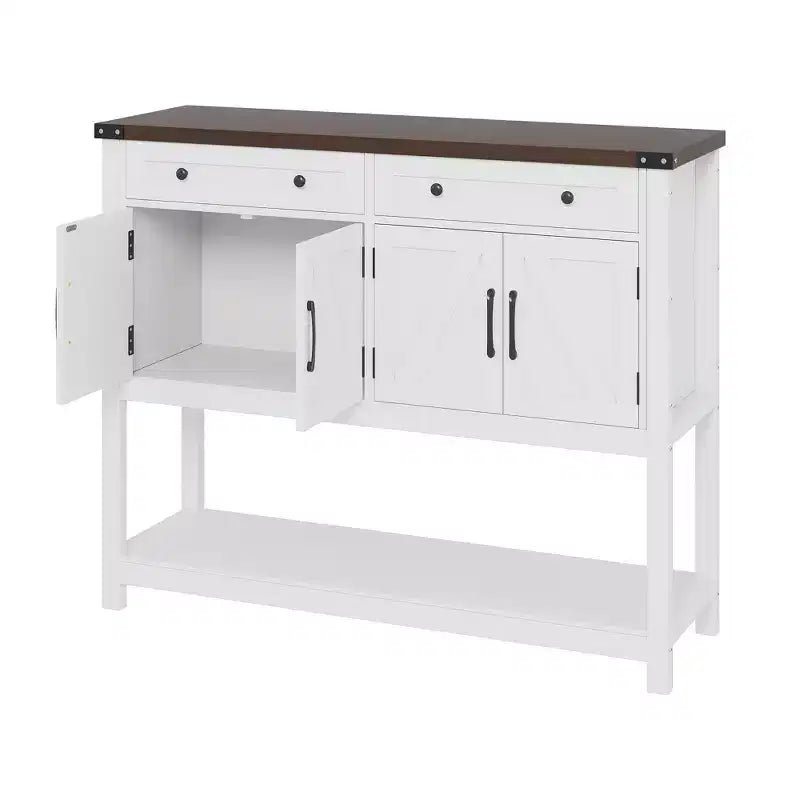 47.2inch Large Sideboard Buffet Cabinet, Farmhouse Coffee Bar Cupboard Cabinet Storage, Wood Console Table with 2 Drawers for Kitchen Living Room