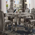 55" Versailles Dining Table Antique Platinum -: Traditional Style, Scrolled Feet, Nailhead Trim, Wood Frame