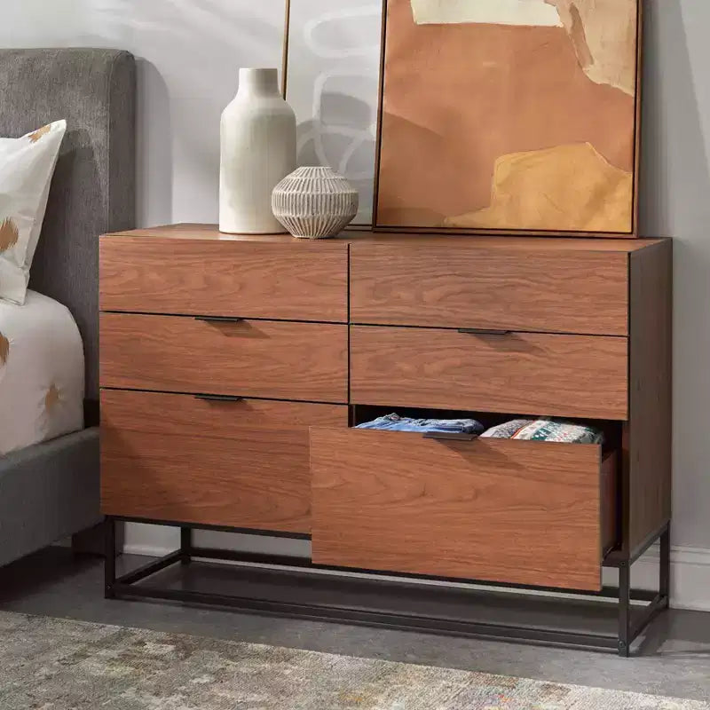 Noble 6 Drawers Dresser Walnut