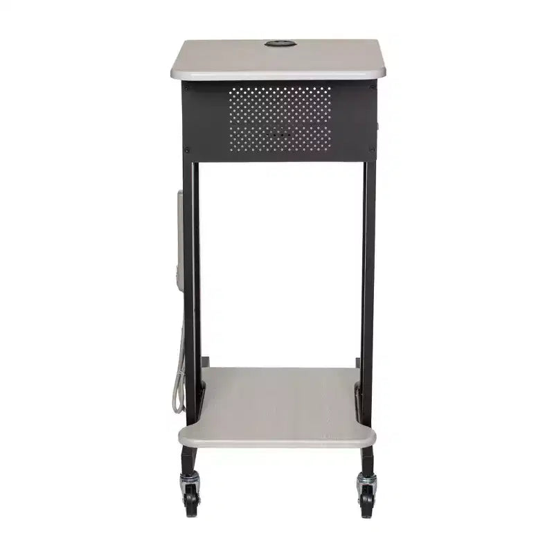 Premium Presentation Lecture Podium Cart: Mobile, with Power Strip