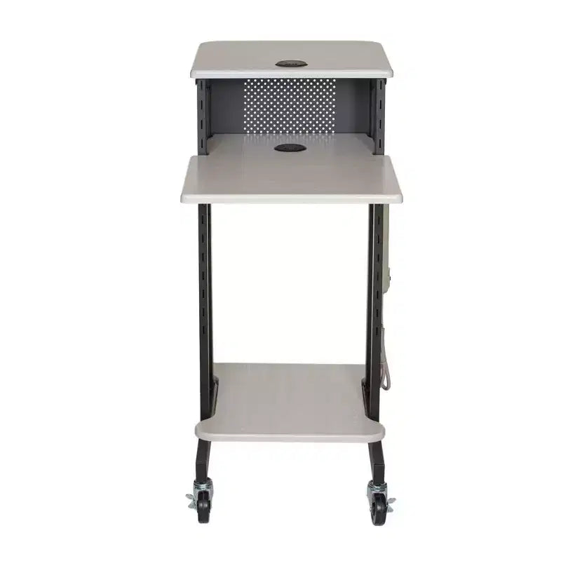 Premium Presentation Lecture Podium Cart: Mobile, with Power Strip