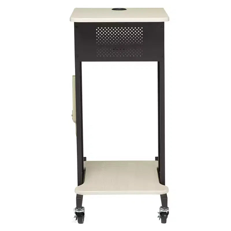 Premium Presentation Lecture Podium Cart: Mobile, with Power Strip