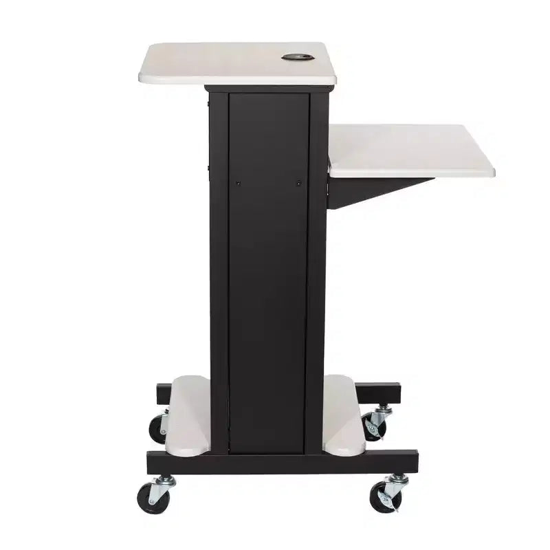Premium Presentation Lecture Podium Cart: Mobile, with Power Strip