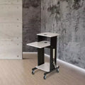Premium Presentation Lecture Podium Cart: Mobile, with Power Strip