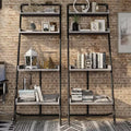 70.86" Ladder Display Shelf Vintage Gray Oak: Industrial Style, 4-Tier Storage