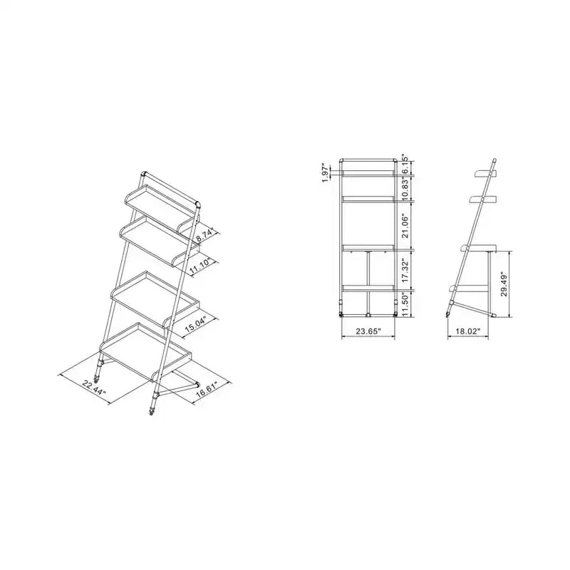 70.86" Ladder Display Shelf Vintage Gray Oak: Industrial Style, 4-Tier Storage