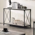 Lower Shelf Sofa Table Black/Gray -: Industrial Style, Metal Frame, Storage Shelf