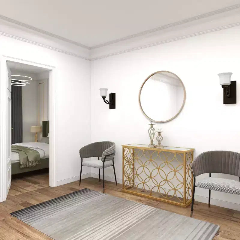 & May Rectangular Traditional Modern Metal Console Table Gold: Elegant Foyer, Entrance, Narrow Design