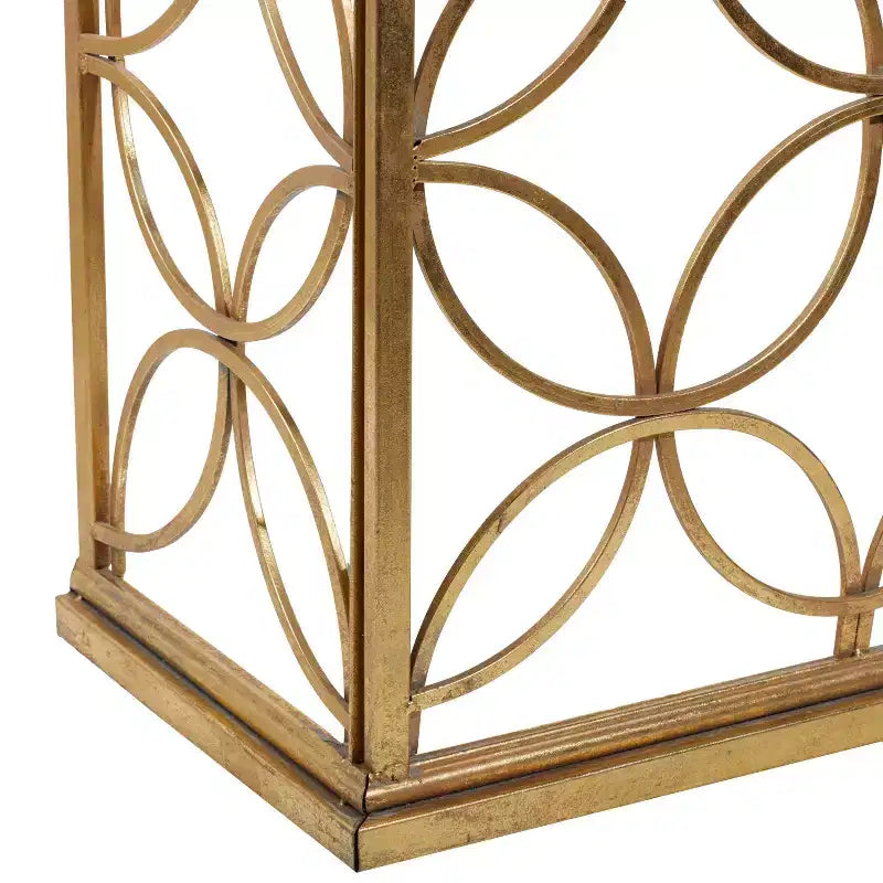 & May Rectangular Traditional Modern Metal Console Table Gold: Elegant Foyer, Entrance, Narrow Design