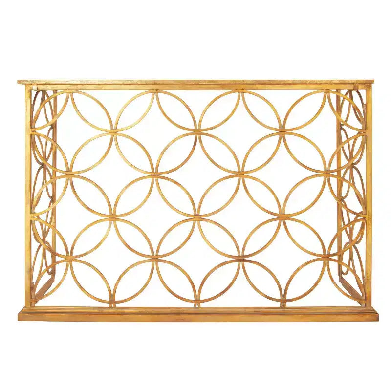 & May Rectangular Traditional Modern Metal Console Table Gold: Elegant Foyer, Entrance, Narrow Design