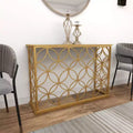 & May Rectangular Traditional Modern Metal Console Table Gold: Elegant Foyer, Entrance, Narrow Design