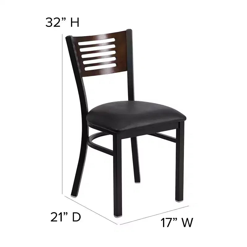 Black Decorative Slat Back Metal Restaurant Dining Chair