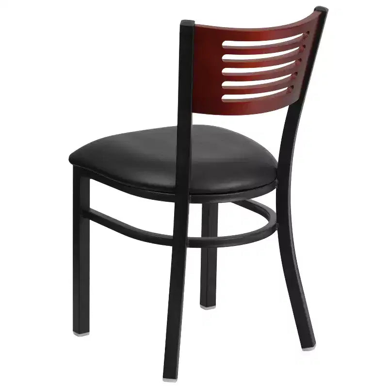 Black Decorative Slat Back Metal Restaurant Dining Chair