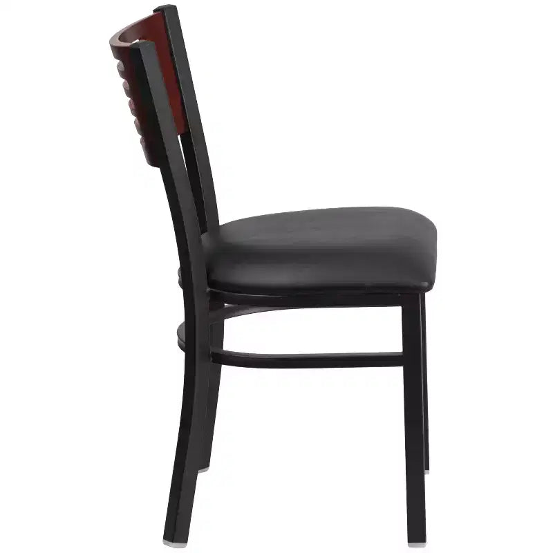 Black Decorative Slat Back Metal Restaurant Dining Chair