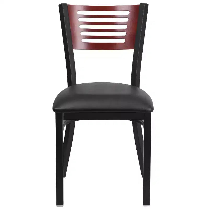 Black Decorative Slat Back Metal Restaurant Dining Chair