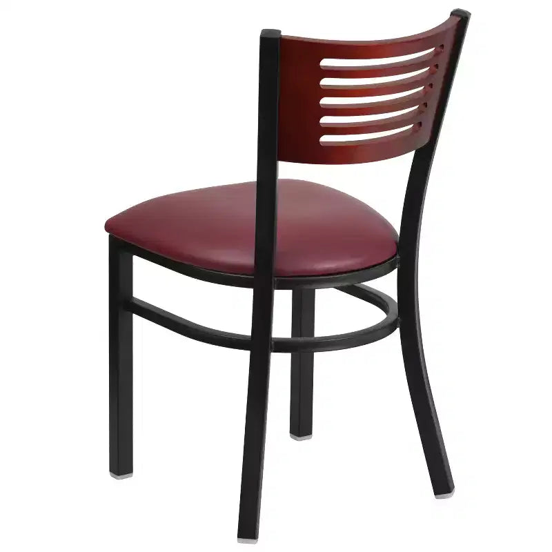 Black Decorative Slat Back Metal Restaurant Dining Chair