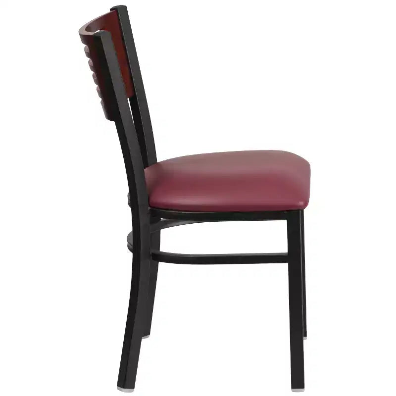 Black Decorative Slat Back Metal Restaurant Dining Chair