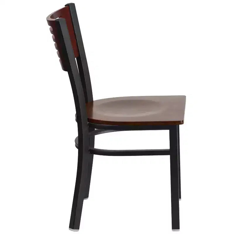 Black Decorative Slat Back Metal Restaurant Dining Chair