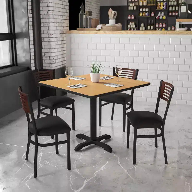 Black Decorative Slat Back Metal Restaurant Dining Chair