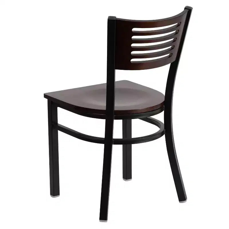 Black Decorative Slat Back Metal Restaurant Dining Chair