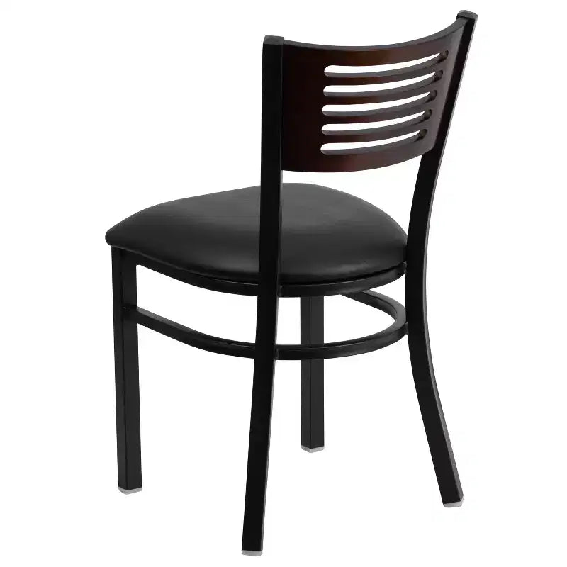 Black Decorative Slat Back Metal Restaurant Dining Chair