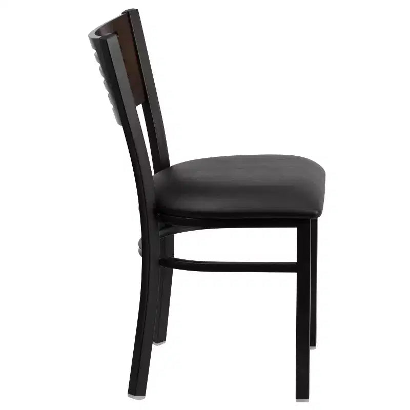 Black Decorative Slat Back Metal Restaurant Dining Chair