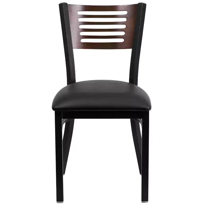 Black Decorative Slat Back Metal Restaurant Dining Chair
