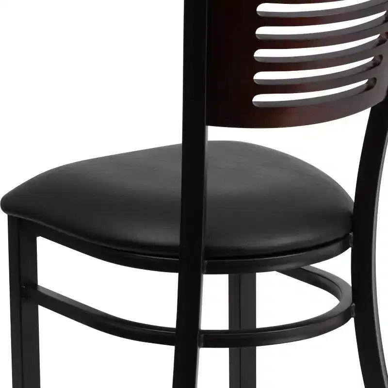 Black Decorative Slat Back Metal Restaurant Dining Chair