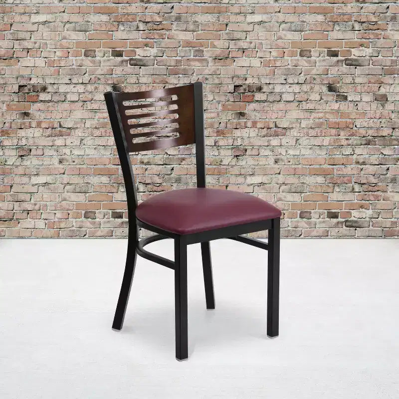 Black Decorative Slat Back Metal Restaurant Dining Chair