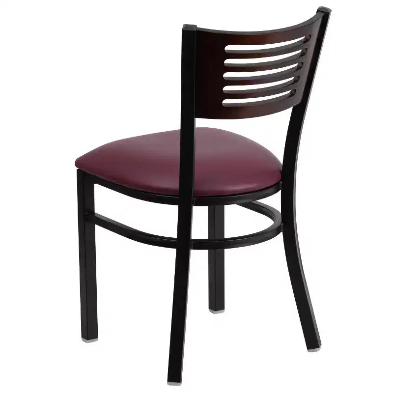 Black Decorative Slat Back Metal Restaurant Dining Chair