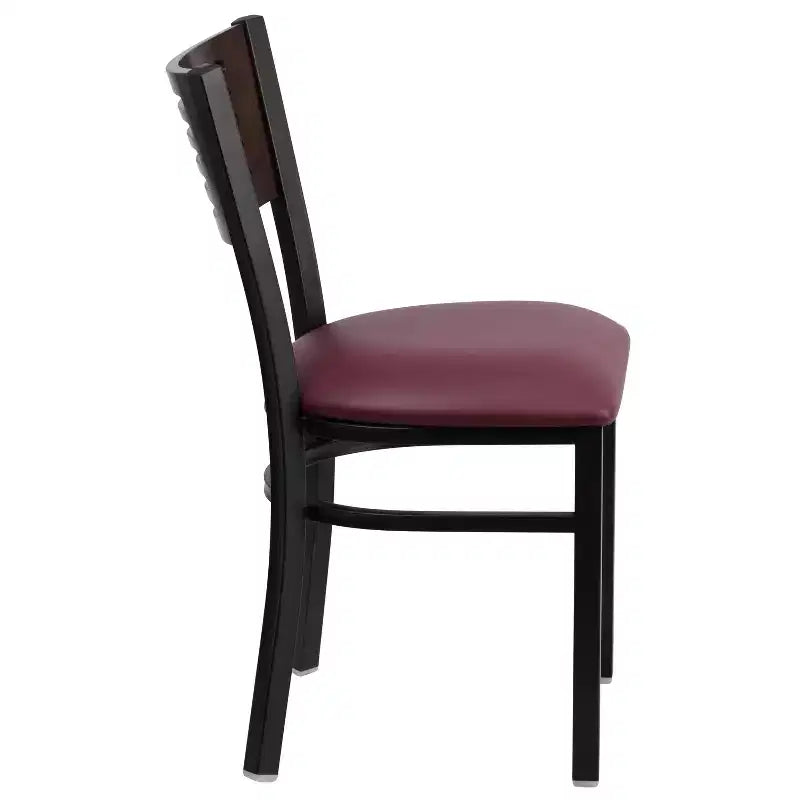 Black Decorative Slat Back Metal Restaurant Dining Chair