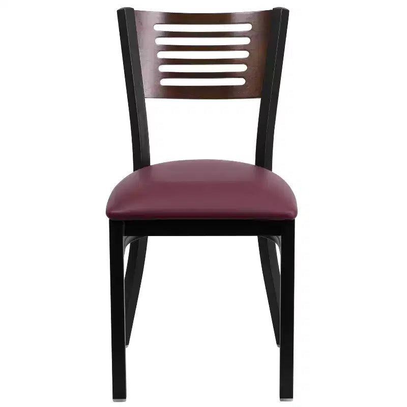 Black Decorative Slat Back Metal Restaurant Dining Chair