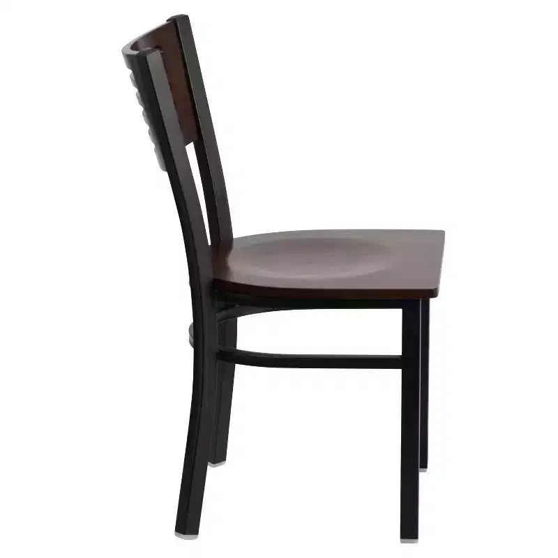 Black Decorative Slat Back Metal Restaurant Dining Chair