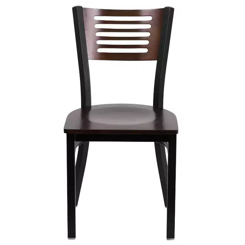 Black Decorative Slat Back Metal Restaurant Dining Chair