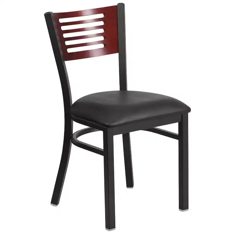 Black Decorative Slat Back Metal Restaurant Dining Chair