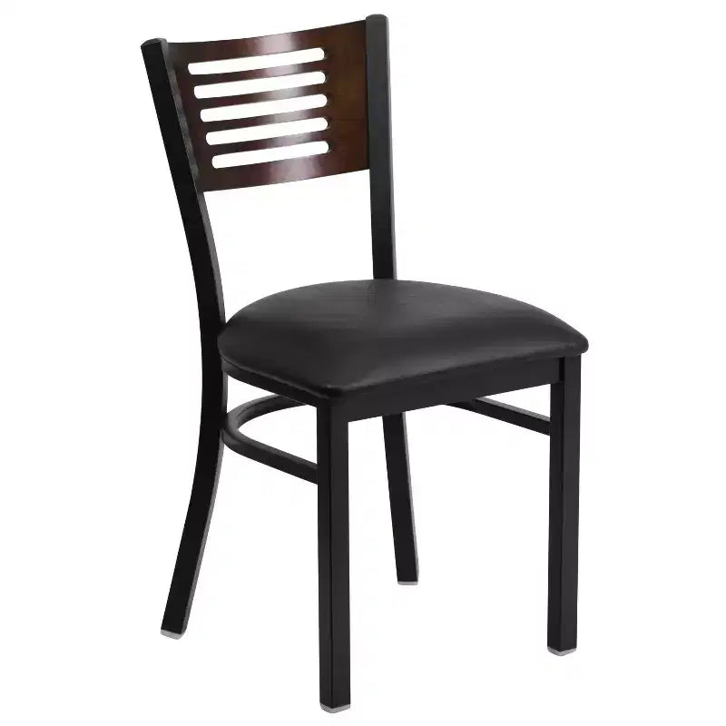 Black Decorative Slat Back Metal Restaurant Dining Chair