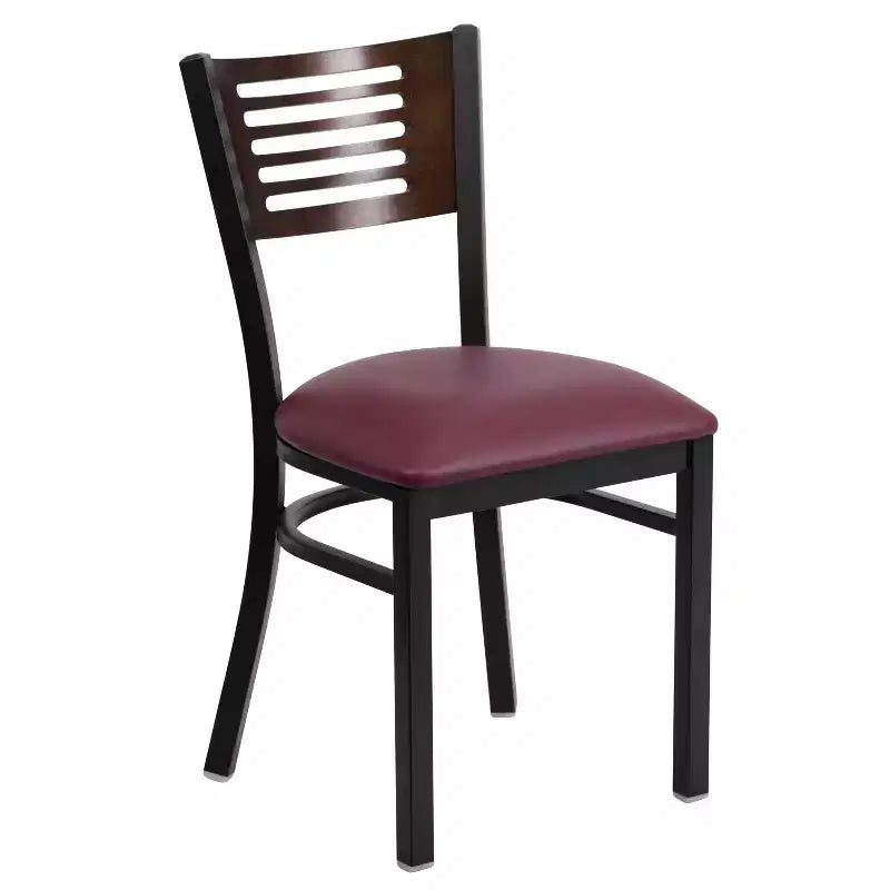 Black Decorative Slat Back Metal Restaurant Dining Chair