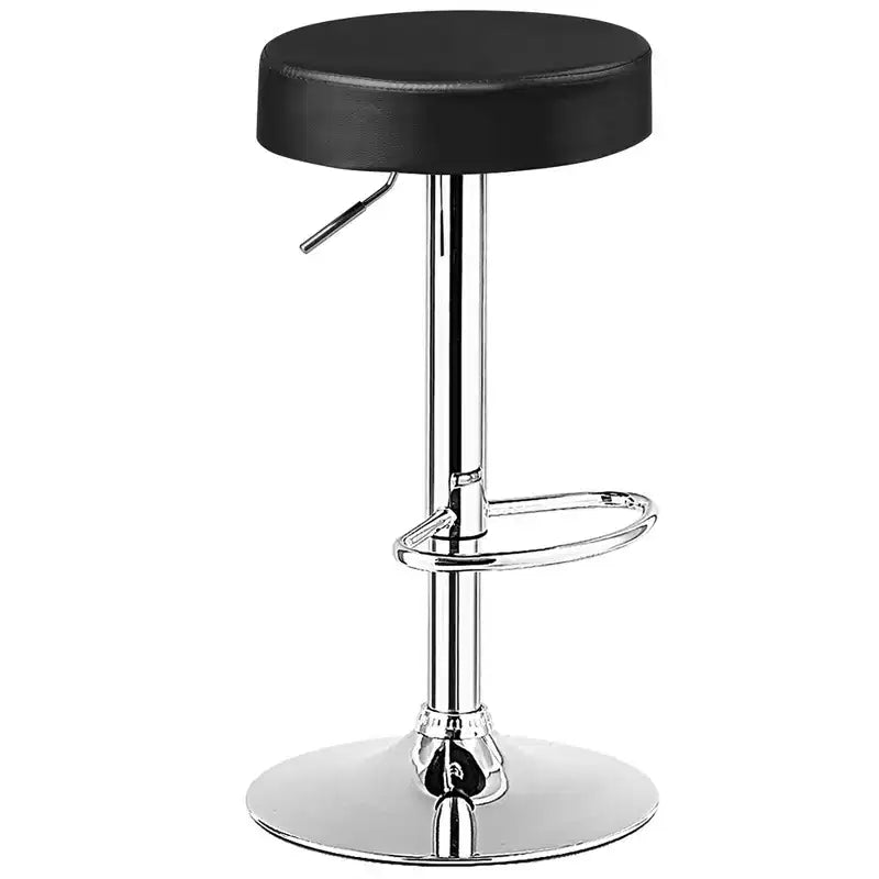 1 PC Round Bar Stool Adjustable Swivel Pub Chair U Leather with Footrest White\ Black\ Red